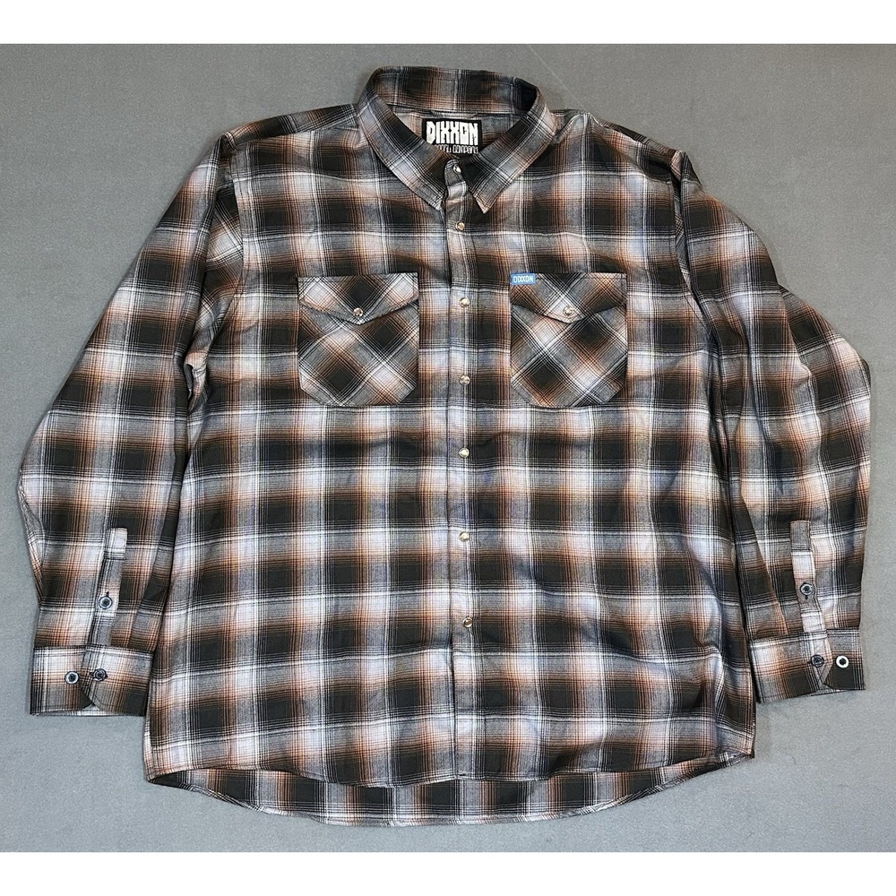 Dixxon Flannel‎ Patina Mens Plaid Long Sleeve Pearl Snap Size 3XL